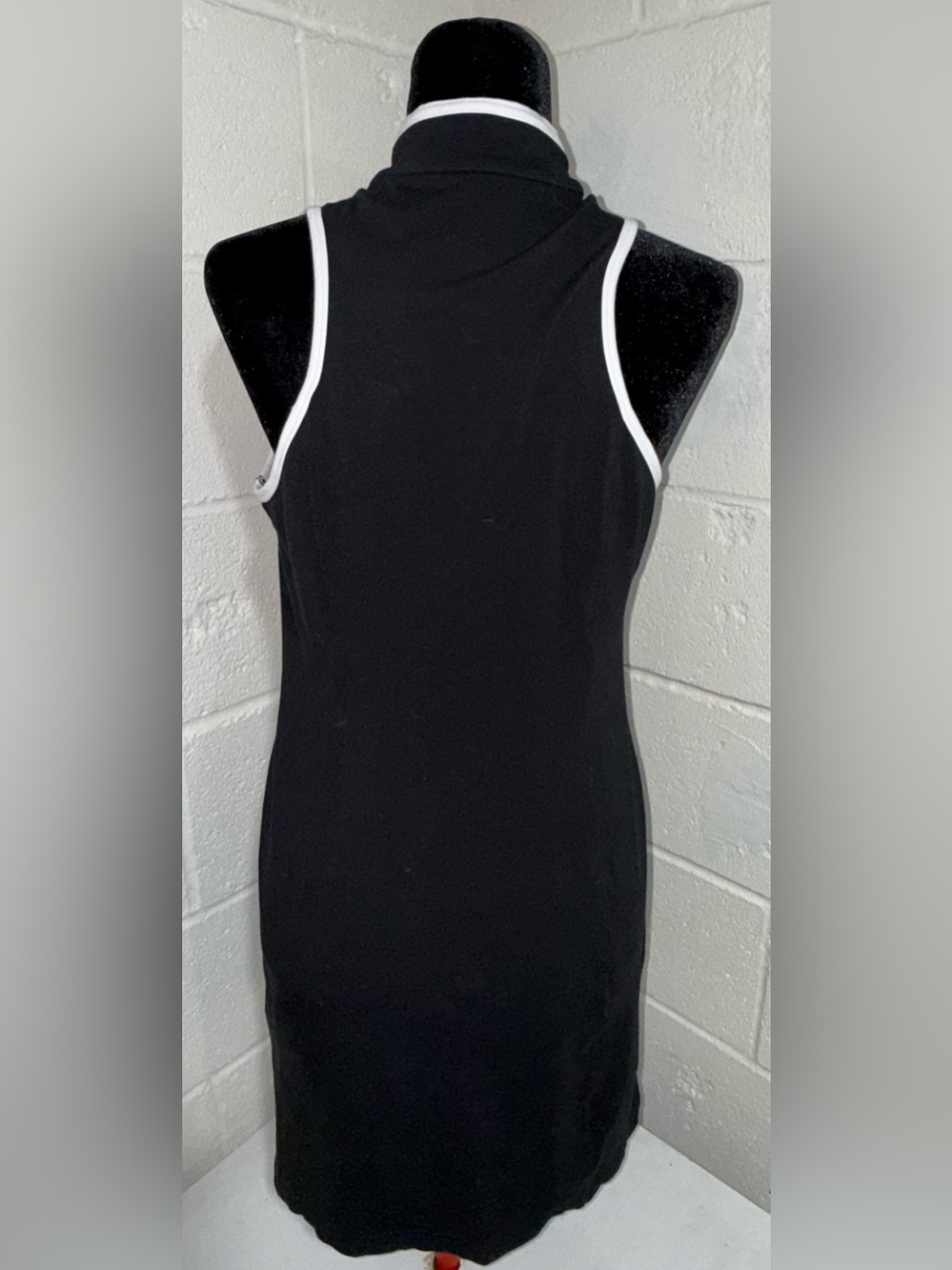 Boston Proper Black Mini Dress with White Trim and Gold Hardware - Picture 4 of 7